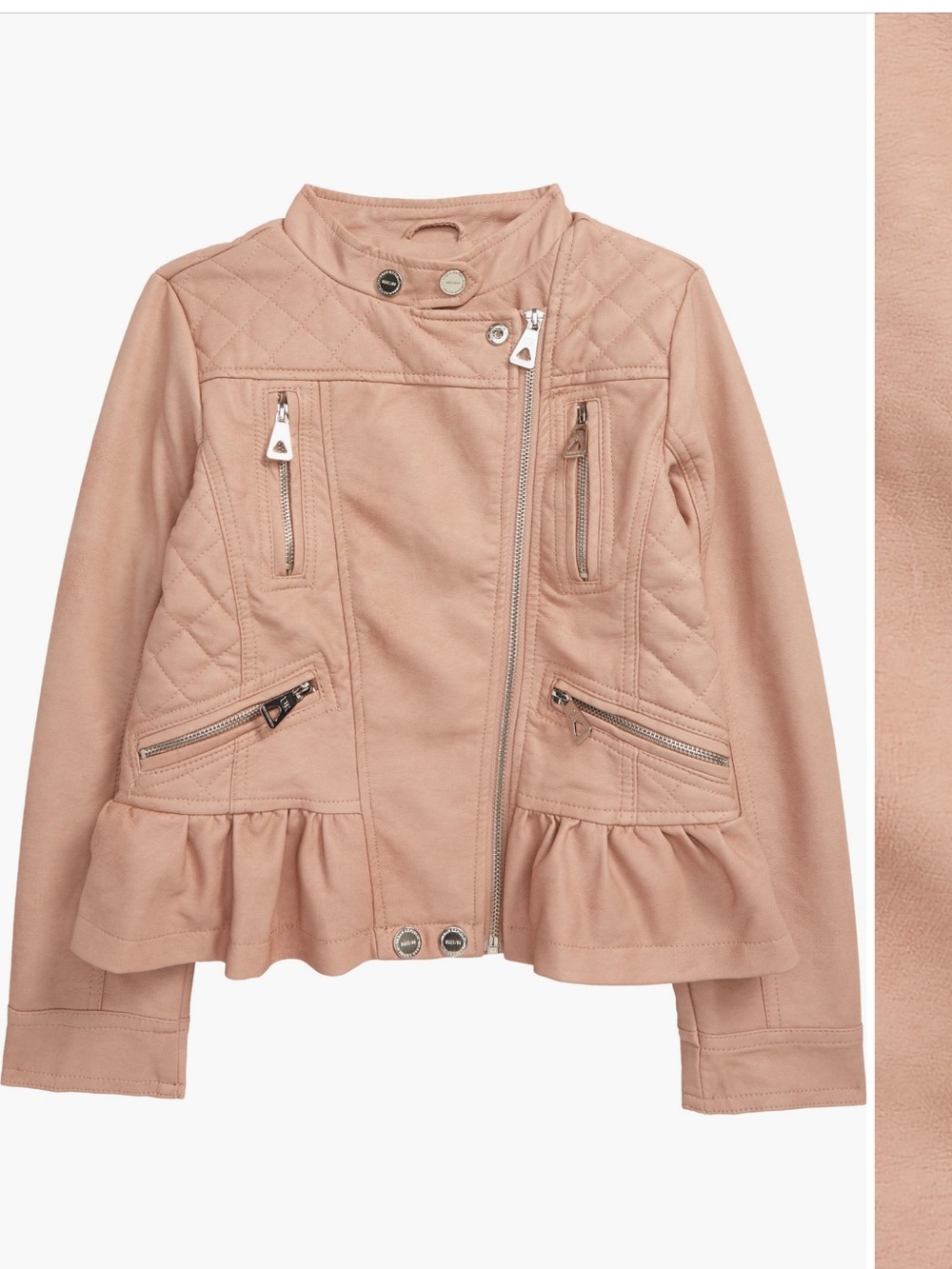 Urban Republic Blush Pink Quilted Peplum Moto Jacket